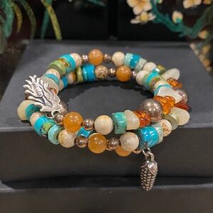 Bohemian Beaded Bracelet with Silver Accents